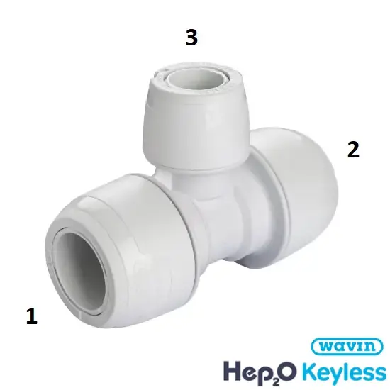 [11PL22FC15] Hep2o 22 x 22 x 15 Centre Tee KeyLess