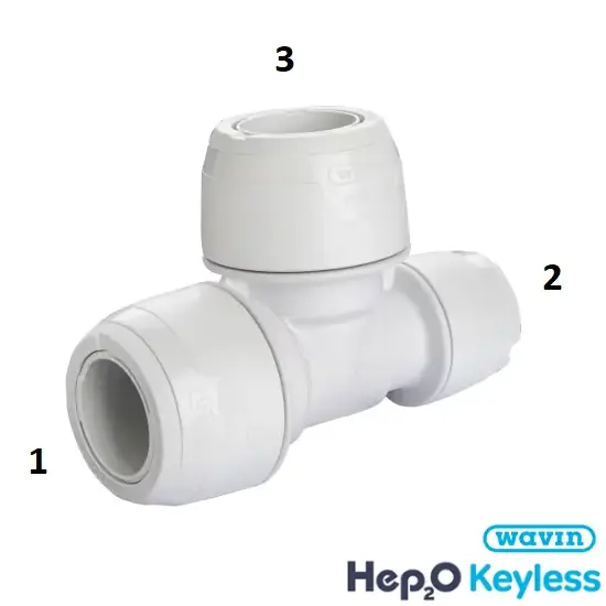 [11PL22FE15] Hep2o 22 x 15 x 22 End Tee KeyLess