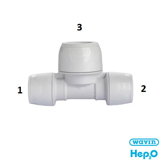 Hep2O 15 x 15 x 22 End & End Tee KeyLess 