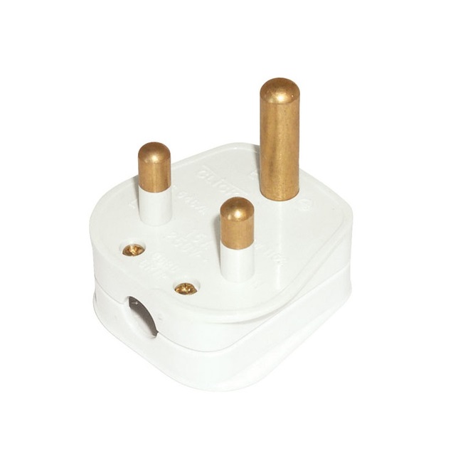 Plug 5a Round Pin Wh PA166