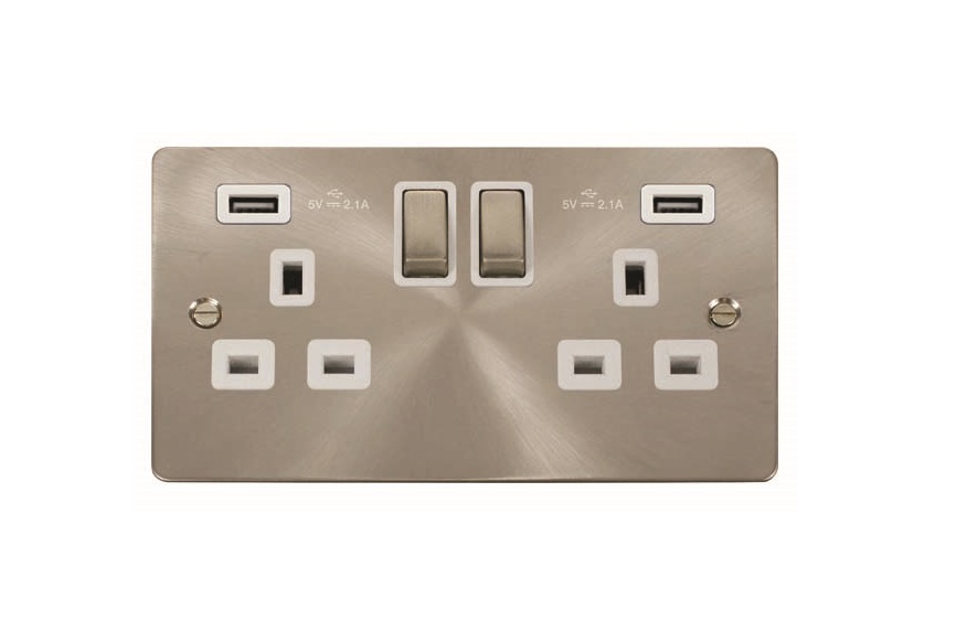[25CFSBA.32.USB] USB-Skt 2g 13a Def Sbr Wh FPBS580