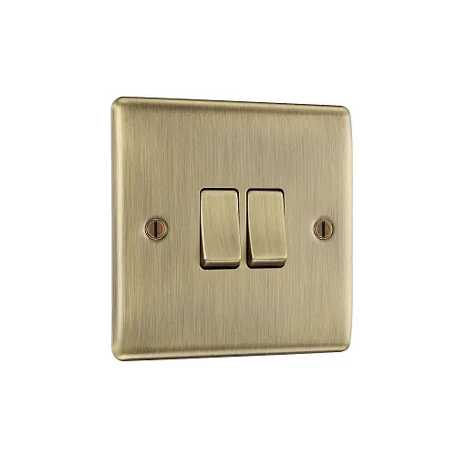 Switch 2g 2w AntBrass Raisd NAB42