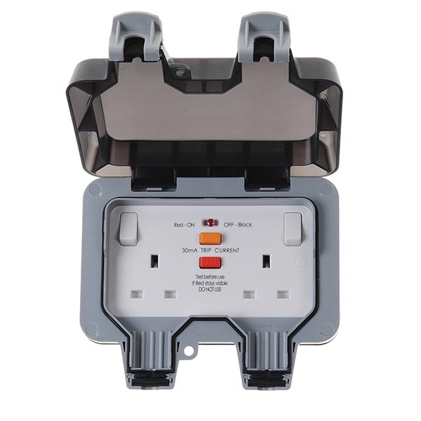 [25WPR6.32] RCD DoubleSkt iP66 Gy BG WP22ARCD-02