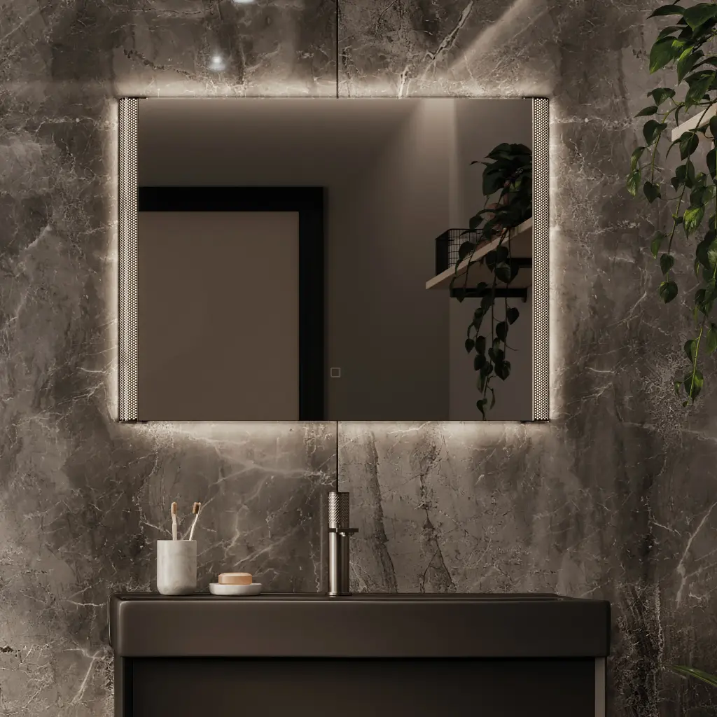Bastille80 60Hx80W Led Mirror Black Chrome