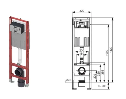 [459Te.9300600] Toilet Wc Frame H112 Comp 320mm
