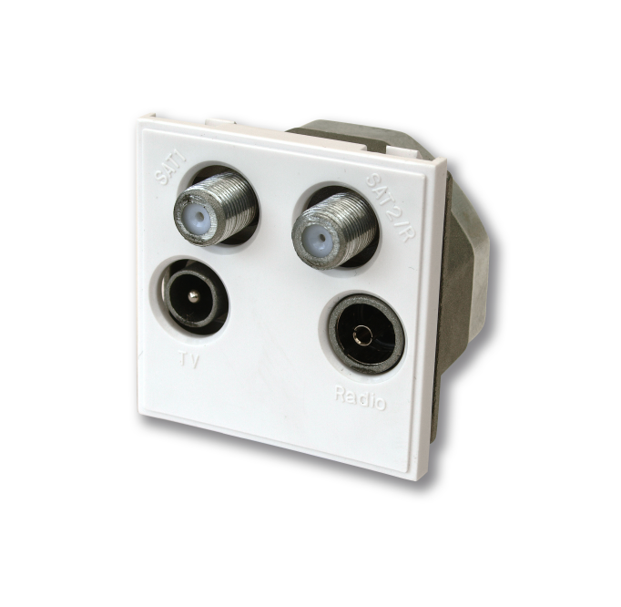 Euro Module Tv Fm Sat2 tv2 Quad White 	EMTVFMSAT2W-01	