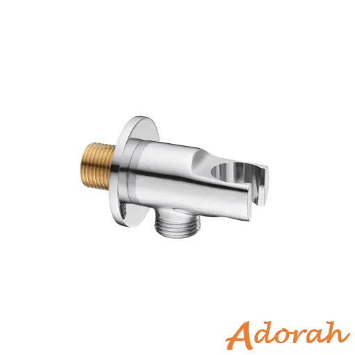 Shower Outlet Elbow+Holder⦾Round◭Chr