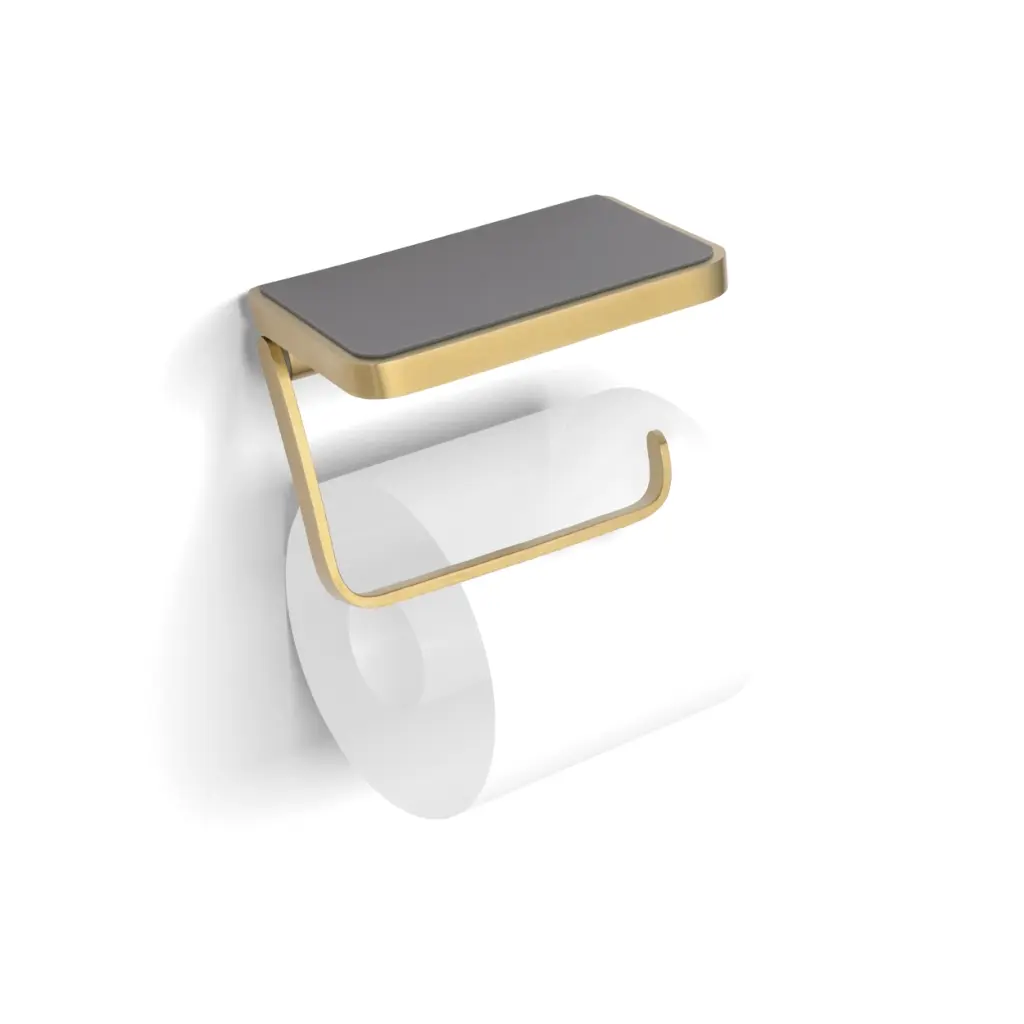 Atto Toilet RoHolder+Shelf Brushed Brass