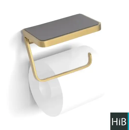[48Hb.ACTRHBB01] Atto Toilet Roll Holder+Shelf BruBrass