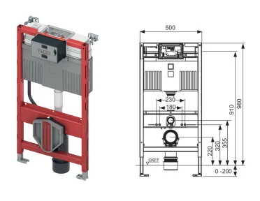 [459Te.FF9300329] Toilet Wc Frame H98 Teceprofile Washlet