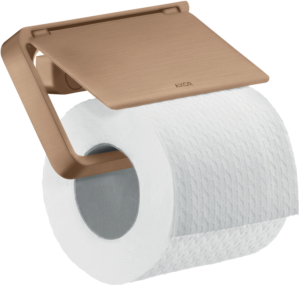 Toilet Roll Holder With Cover Brushed Bronze