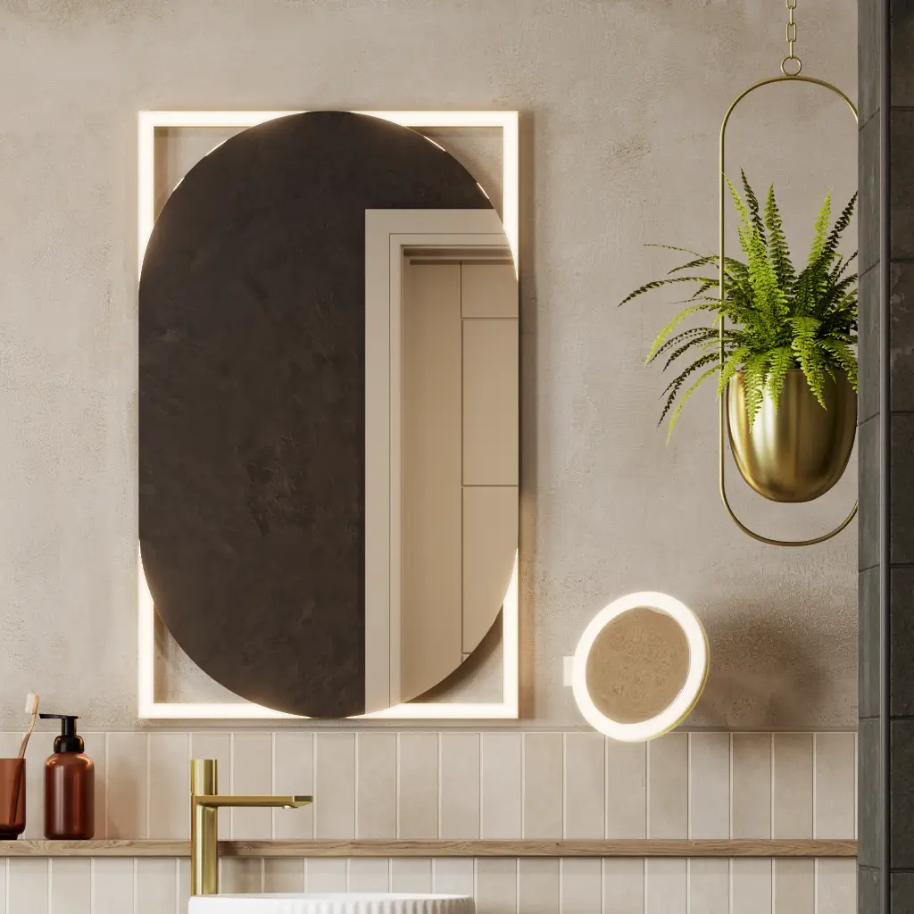 Rubin60 Brushed Brass Led Mirror