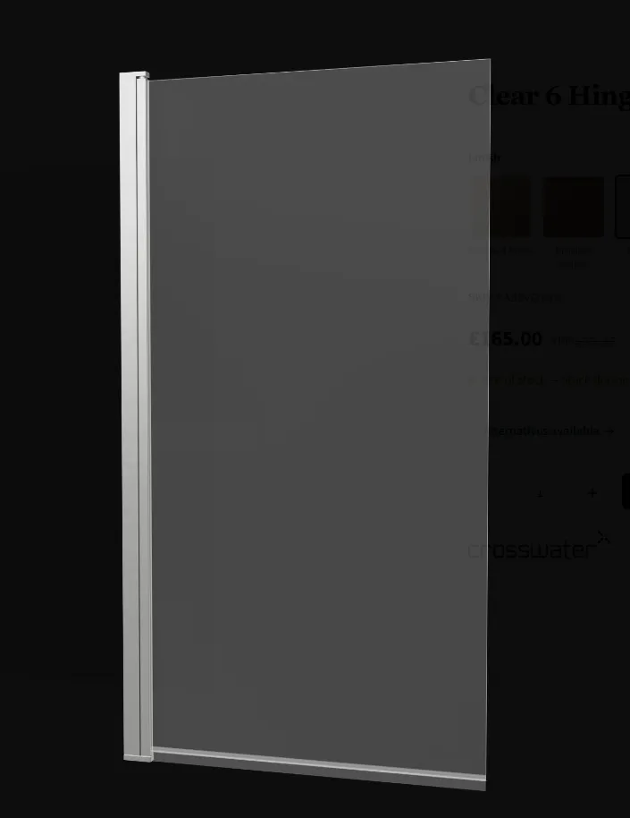 Clear6 Bath Screen 800 Hinged Brushed Nickle