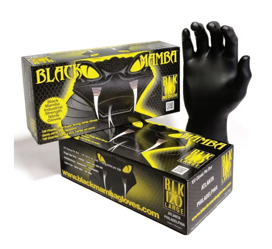 [93DGLOVE.BMXL] Gloves Black Mamba Nitrile XtraLarge (100)