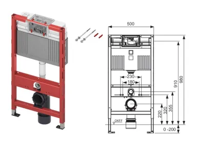 [459Te.9400303] Tece Wc Frame 0.98 Front & Top