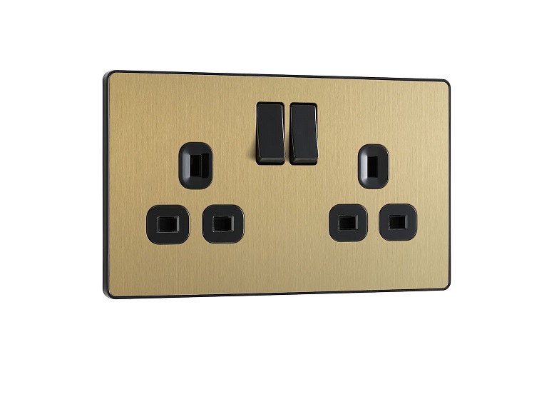Evolve  Double Socket SatinBrass PCDSB22B-01