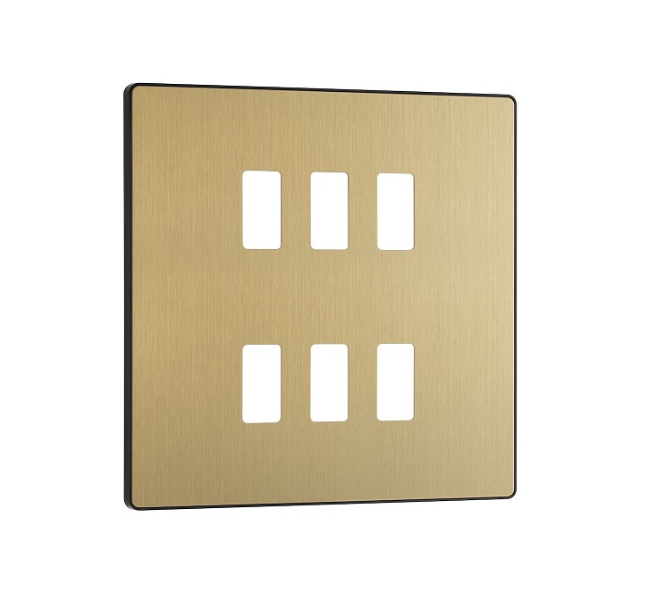 [25BVGSBr.2x3] Evolve Grid 6g Cover 2row.3 SatinBrass RPCDSB6B-01