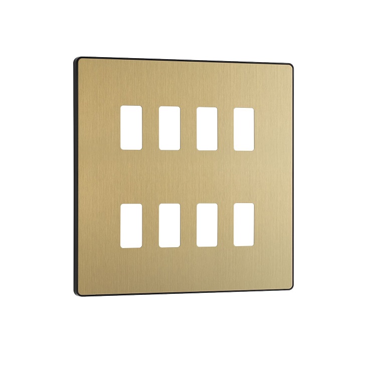 Evolve Grid 8g Bg 2row Cover SatinBrass RPCDSB8B