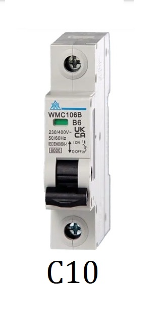 Wced MCB 10A C curve 6ka⨈