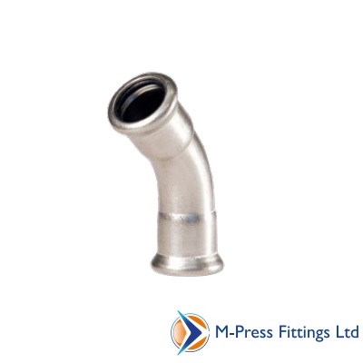 M Press SS 15mm Elbow 45' 122301515