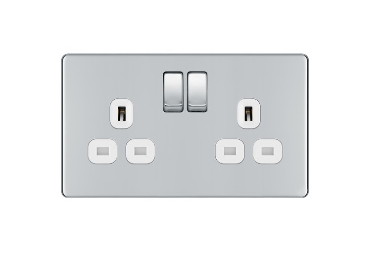 [25BCPc.32W] Bg Scr.Less Socket 2g 13a Dp PChrome FPC22W-01