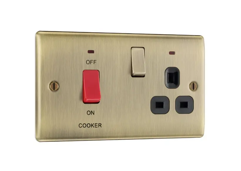 Cooker 45a Socket+Neo AntBrass Raisd NAB70B 