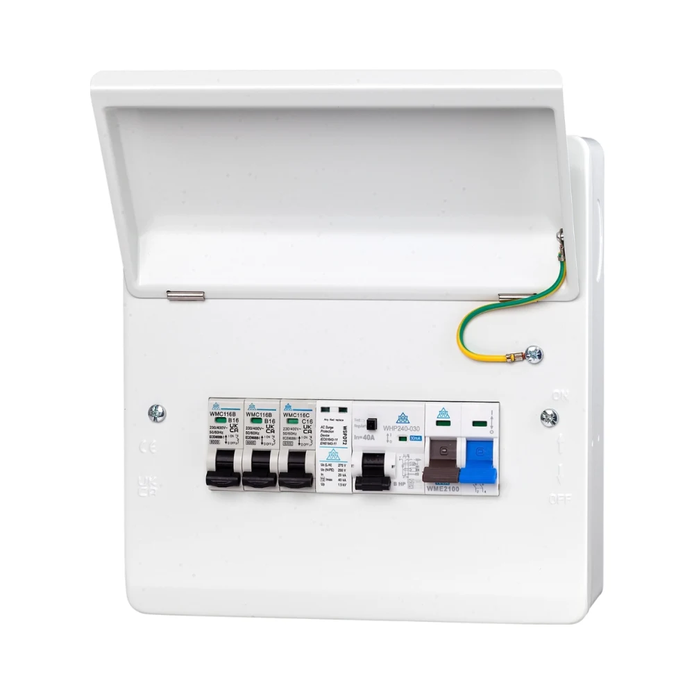 Heat Pump Cu. Spd+Rcd+McB40⨈ WME08/HP40C Heat Pump Consumer Unit | 40A Type B RCD | 3 x C16 MCB | SPD