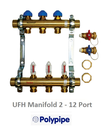 UFH Manifold 2 Port 15mm Brass Pushfit