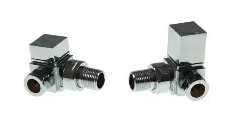 Rad Valve Corner Square Chrome Pair