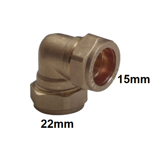[11CB22B15] Compression 22 x 15 Reducer Elbow 90°