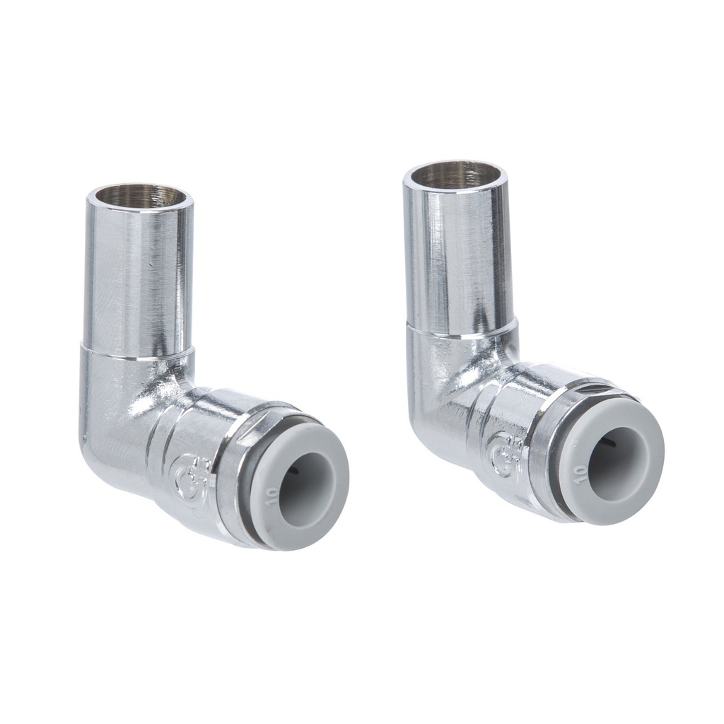 Chrome Compression 15 x 10 Elbow Street Push-Fit pair