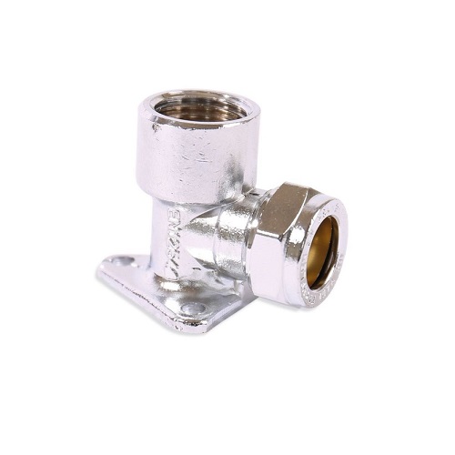 [11CC15NP] Chrome Compression 15mm Wallplate  Elbow