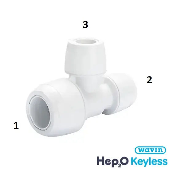 Hep2o 22 x 15 x 15 Centre & End Tee KeyLess