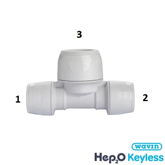 [11PL22FH15] Hep2o 15 x 15 x 22 End & End Tee KeyLess 