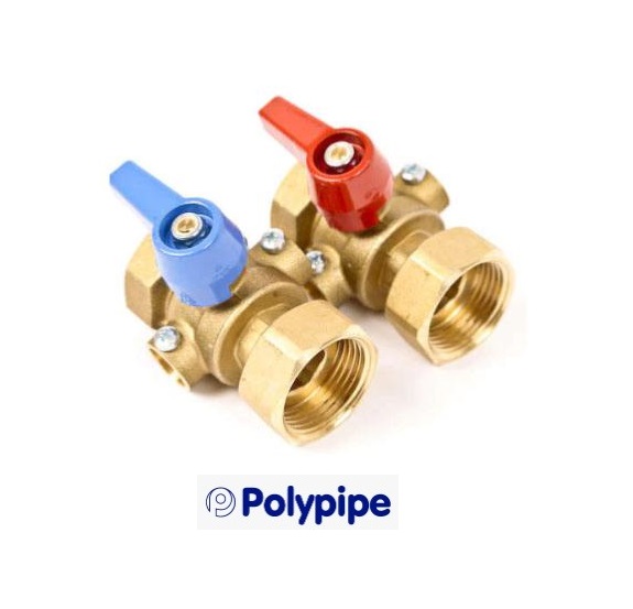UFH iso Valve 1"FiFi for Brass Manifold (pair)