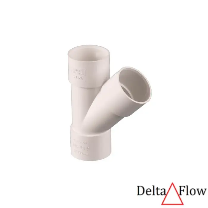 [124FY❑ᴮW2170w] Solvent Waste 40mm Y.Branch 45°❑ᴮW2170w