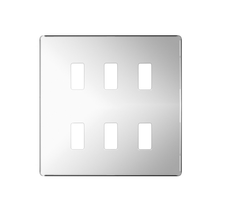 [25BCPc.Gp2x3] Bg Scr.Less Grid Plate 2raw 6g PChrome RFPC6-01