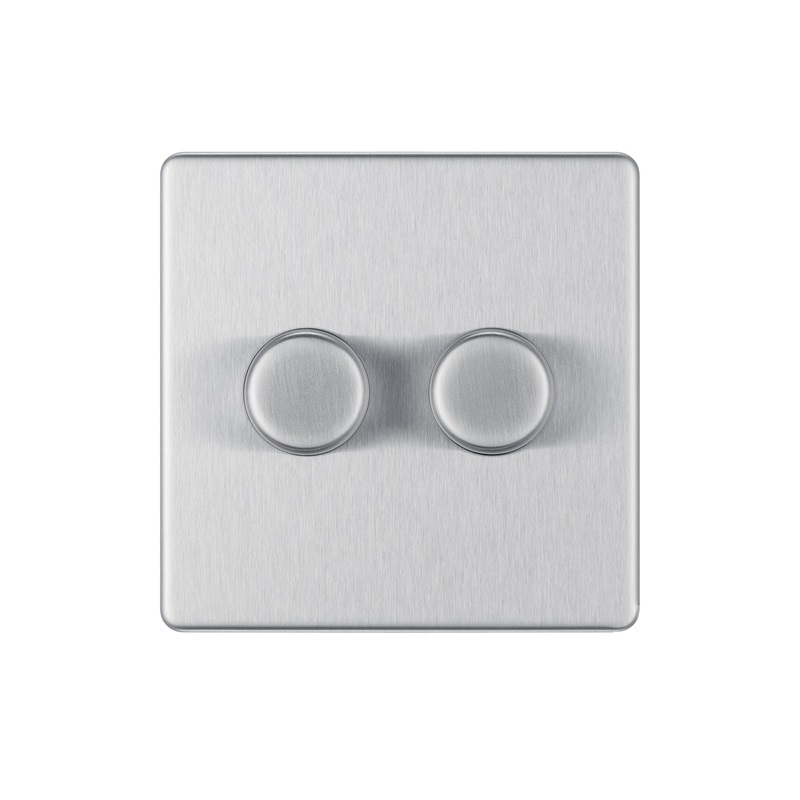 Bg Scr.Less Dimmer 2g LED 50w BruSteel FBS82-01