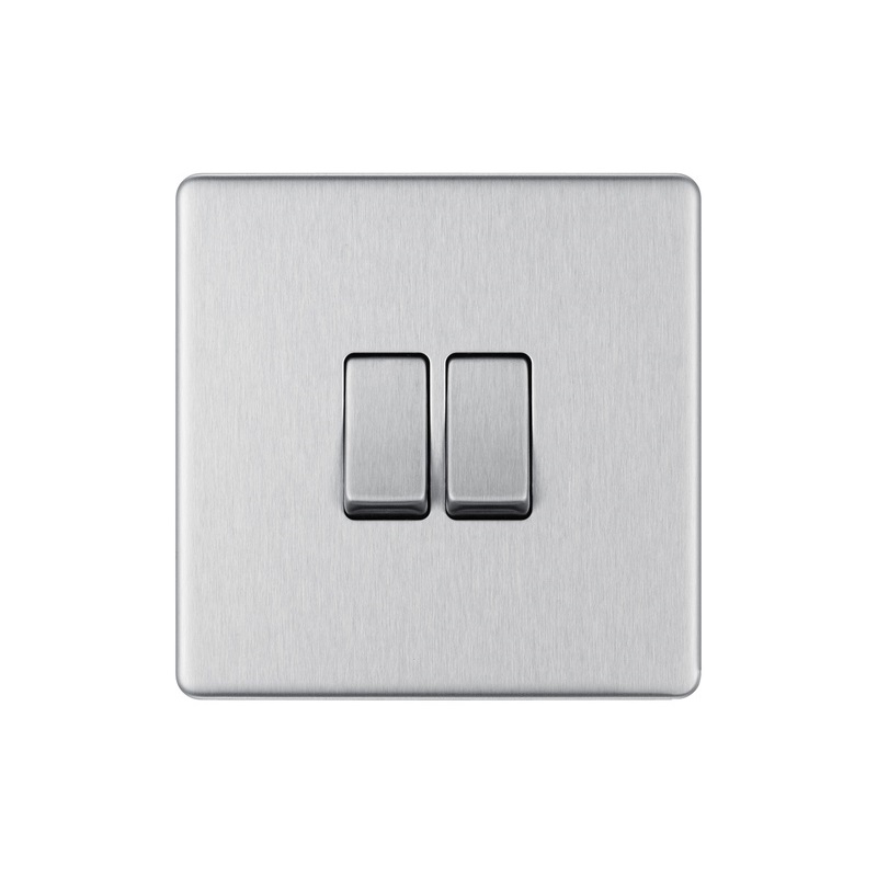 Bg Scr.Less Switch 2g 2w BruSteel FBS42