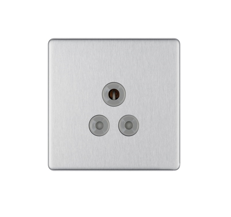 [25BCSc.31G.5A] Bg Scr.Less Socket 5a 3roundPin BruSteel FBS29G