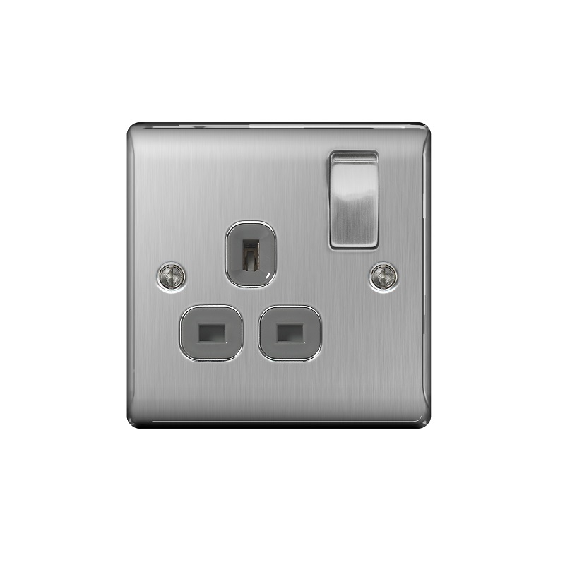 [25BDS.31G] Socket 1g 13a Dp Bg SB-Gr Raisd NBS21G-01
