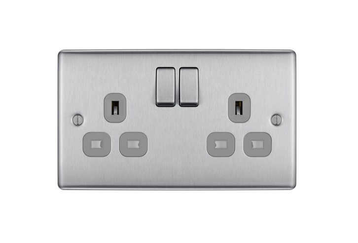 [25BDS.32G] Socket 2g 13a Dp Bg SB-Gr Raisd NBS22G-01