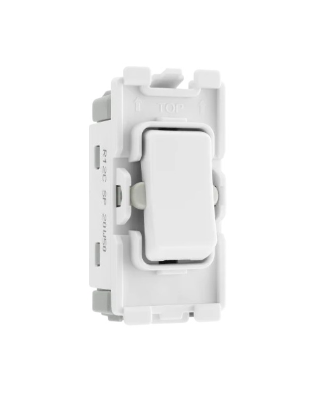 [25BGA.20ARSP] Grid SP center off sw 20a 2w Mod Bg Wh G12C/R12C-01