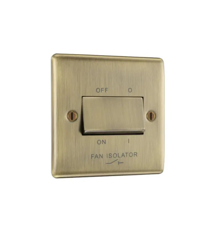 [25BDSAB.1f] Fan Sw 3pole AntBrass Raisd NAB15-01