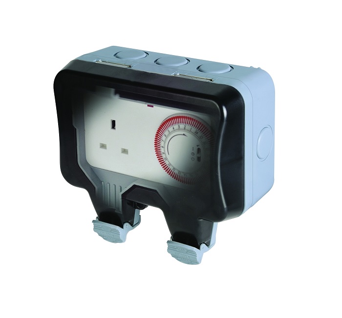 Socket 1g+Timer IP66 Bg Gy WP23TM24-02 (Special)