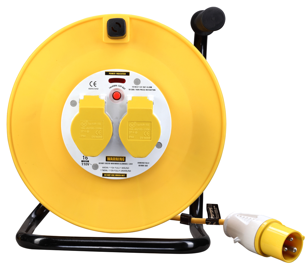 EXT 2G OPEN REEL 16A 110VOLT YELLOW 50MTR LVCT5016/2