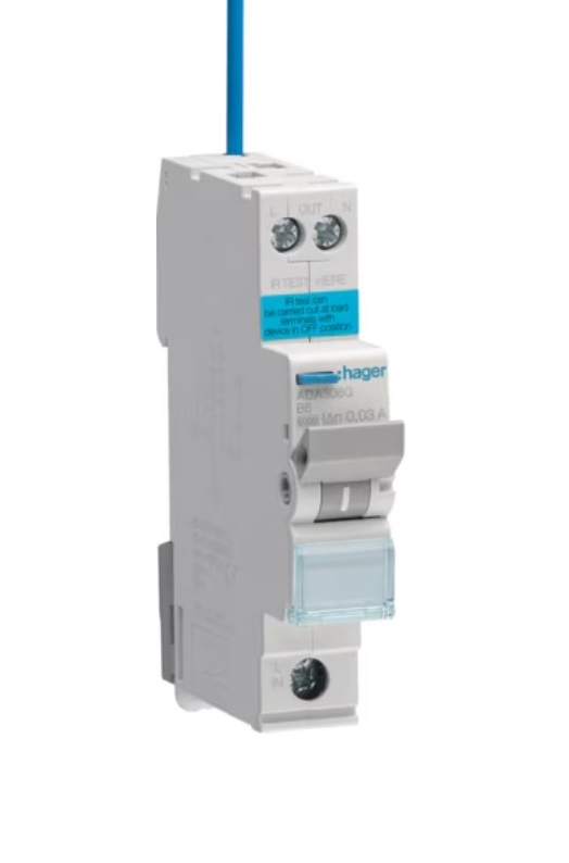 Hager RCBO B6a B curve 6ka ADA306G