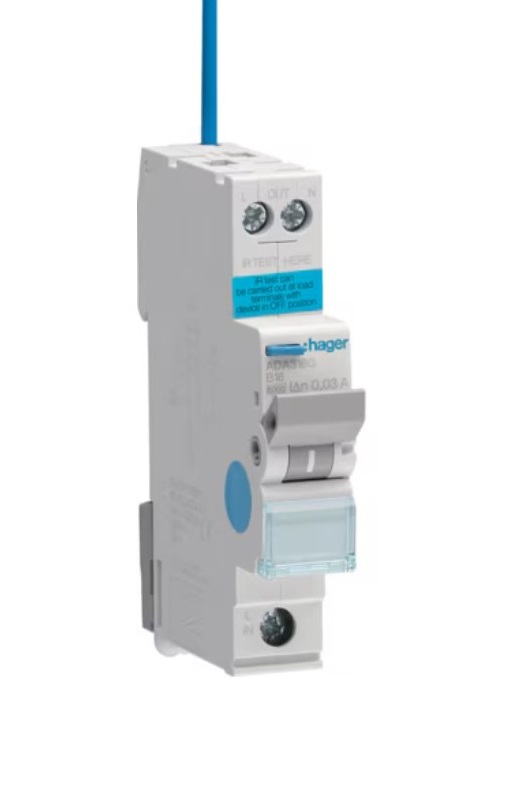 [271EB16ⓗ] Hager RCBO 16a B curve 6ka ADA316G//ADB916R