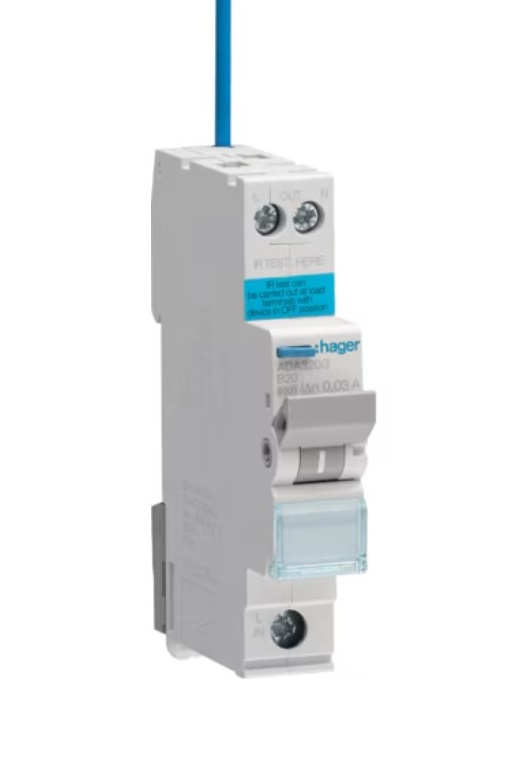 Hager RCBO 20a B curve 6ka ADA320G