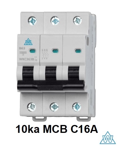 Wced 3Pole MCB 16a C≡Curve 10ka⨈